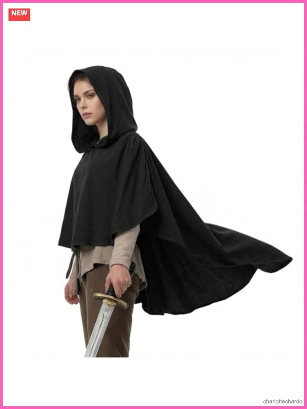 Medieval Hooded Cowl Cloak Polyester Renaissance Costume Accessory